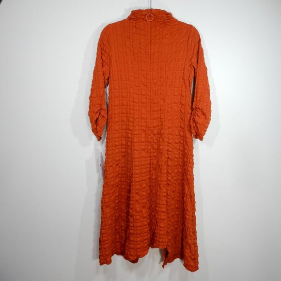 IC Collection Mock Neck Midi Dress Size XS Brick Slits Pockets Lagenlook NEW - Picture 8 of 10